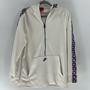 Nike Sportswear Taped Half Zip Hoodie Men's S Sail Blue Logo AJ2296-133
